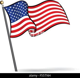 USA-Fähnchen im Wind, Vektor-Illustration Stock Vektor