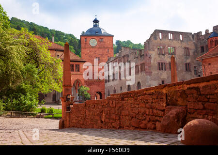 Innenhof des Schloss Heidelberg im Sommer Stockfoto