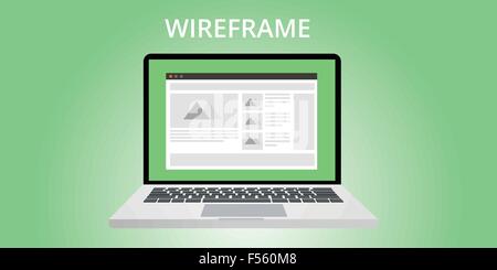 Wireframe Webseitenentwicklung Stock Vektor