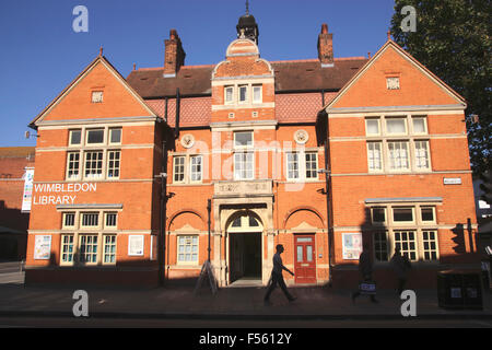 Bibliothek London Wimbledon Stockfoto