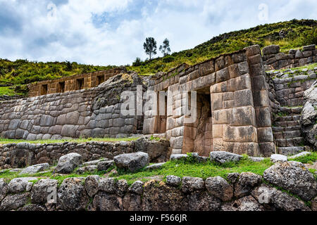 Alten Inka-Wand in den Ruinen von Tambomachay, in der Nähe von Cuzco, Peru Stockfoto