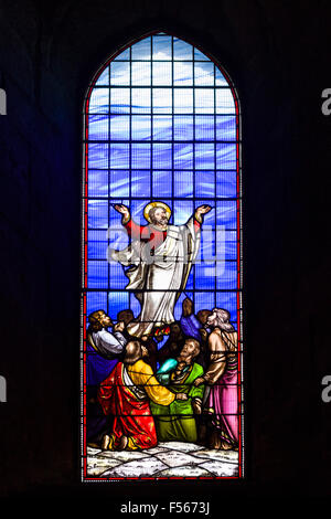 Glasfenster in Hexham Abbey, Hexham, Northumberland, England, UK Stockfoto