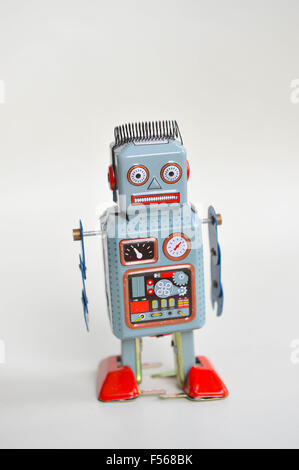 Wind-up Metall Roboter Spielzeug Stockfoto