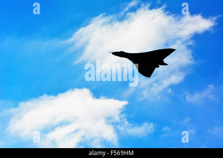 Vulcan Bomber XH558 so dass eines ihrer letzten Flüge im Vereinigten Königreich. Stockfoto