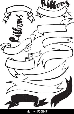 Satz von Hand gezeichnete Bänder Stock Vektor