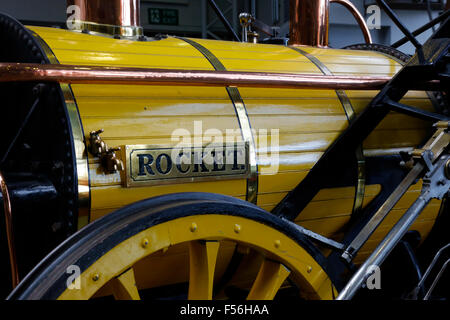 Rakete Dampfmaschine Replik im York Railway Museum Stockfoto