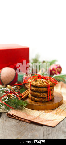 Weihnachten-Haferkekse Stockfoto