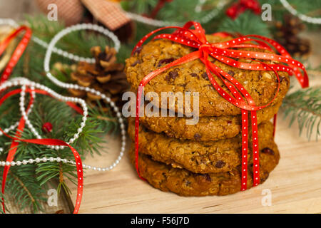 Weihnachten-Haferkekse Stockfoto