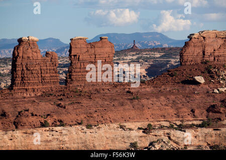 Sandstein-Felsformationen am Labyrinth überblicken im Canyonlands National Park Stockfoto