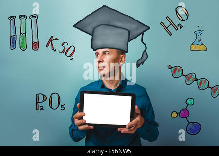 Chemie Lehrer Prozessor Student steht zu Ihrem Tablet halten die Stockfoto