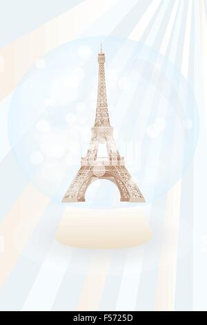 Kunstposter Retro-Schneekugel mit Eiffelturm - eps10 Vektor-illustration Stock Vektor
