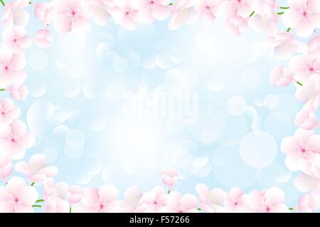 Frühling Hintergrund - blau schimmernden fond abgerundet von Kirschblüten - eps10 Vektor-Illustration mit Platz für text Stock Vektor