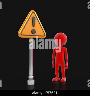 Mann und Ausrufezeichen Zeiger. Bild mit Beschneidungspfad Stockfoto