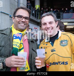 Rugby-Union-Weltmeisterschaft Australien Fans vor dem Spiel Stockfoto