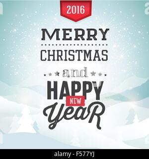 Frohe Weihnachten Hintergrund mit Winterlandschaft. Stock Vektor