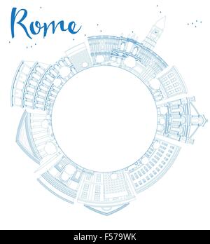Umriss Rom Skyline mit blauen Wahrzeichen und Textfreiraum. Business-Reisen und Tourismus-Konzept mit Platz für text Stock Vektor