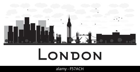 London Skyline schwarz-weiß Silhouette. Vektor-Illustration. Einfache flache Konzept für Tourismus Präsentation, Banner, Stock Vektor