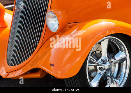 Orange-Ford Hotrod Auto detail Stockfoto