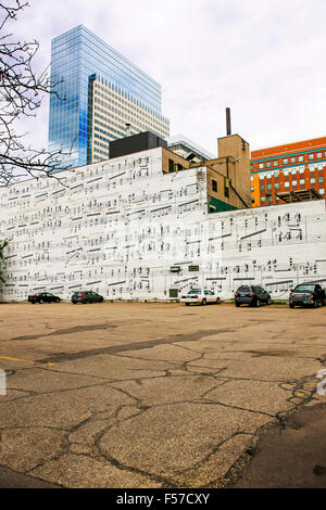 Noten Noten gemalt an der Wand eines Gebäudes in Minneapolis MN Stockfoto