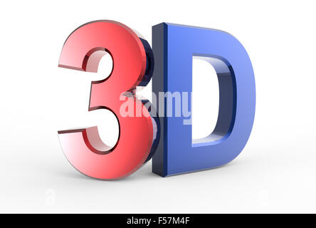 3D Logo auf weißem Hintergrund mit Spiegelungseffekt isoliert Stockfoto