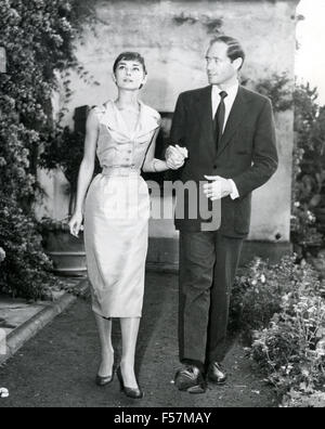 AUDREY HEPBURN britische Schauspielerin mit Ehemann Mel Ferrer ca. 1956 Stockfoto