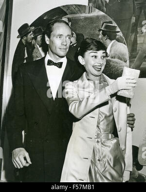 AUDREY HEPBURN britische Schauspielerin mit Ehemann Mel Ferrer ca. 1965 Stockfoto