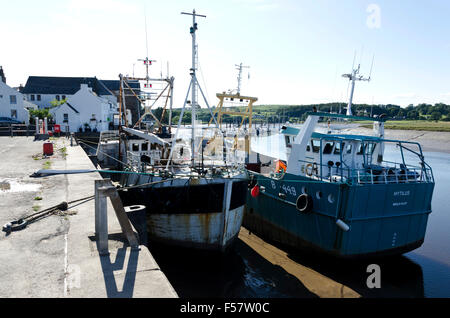 Jakobsmuschel Fischkutter vertäut in Kirkcudbright, Süd-West-Schottland. Stockfoto