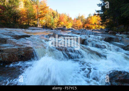 Felsenschlucht und fällt auf dem Kancamagus Highway, White Mountains, New Hampshire, New England, USA Stockfoto