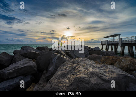 Landschaft des Sonnenaufgangs Miami Beach in Florida. Stockfoto