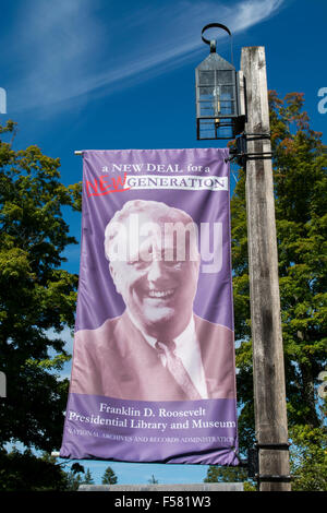 New York, Hyde Park. Haus der FDR National Historic Site & Nationalpark. FDR Library and Museum Promo. Stockfoto