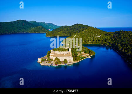 Kroatien, Dalmatien, Dubrovnik-Neretva, Insel Mljet Nationalpark Mljet, Benediktiner-Kloster St. Maria Insel in Veliko Jez Stockfoto