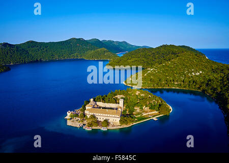 Kroatien, Dalmatien, Dubrovnik-Neretva, Insel Mljet Nationalpark Mljet, Benediktiner-Kloster St. Maria Insel in Veliko Jez Stockfoto