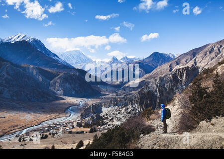 Trekking in Nepal, Annapurna Circuit Ansicht Stockfoto