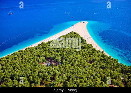 Kroatien, Dalmatien, Insel Brac, Bol, Strand Zlatni Rat (Goldenes Kap) Stockfoto