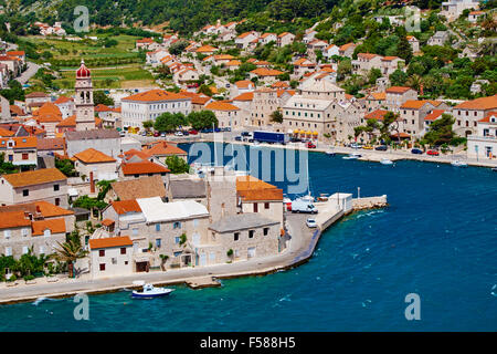 Kroatien, Dalmatien, Insel Brac, Pucisca Dorf Stockfoto