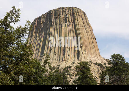 Des Teufels Turm an einem trüben Tag. Stockfoto