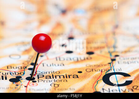 Palmira, fixiert auf einer Karte von Amerika Stockfoto