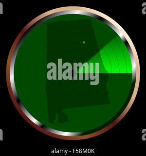 Der Bildschirm einer typischen Radar in Grün über Alabama fegen Stockfoto