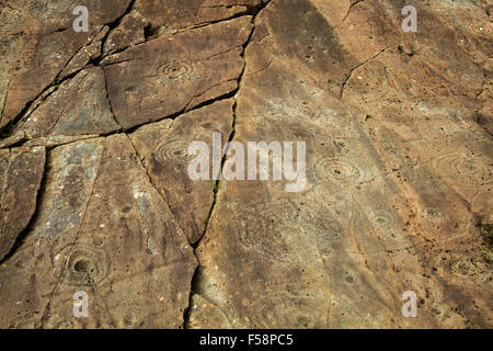 Uralte Felsmalereien in Kilmartin Glen, Schottland Stockfoto