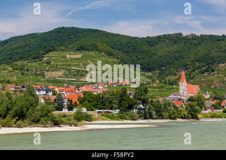 Das Dorf Weissenkirchen an der Donau in der Wachau, Niederösterreich. Stockfoto