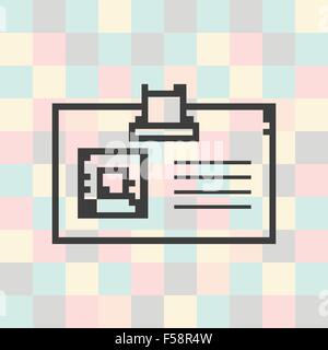 Vektor Pixel Symbol Abzeichen auf einem quadratischen Hintergrund Stock Vektor