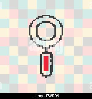Vektor Pixel Symbol Lupe auf einem quadratischen Hintergrund Stock Vektor