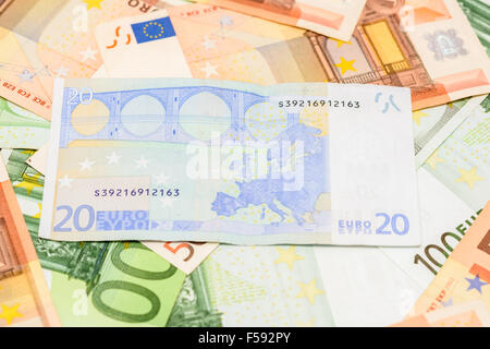 20 Euro-Banknote auf Euro Rechnungen Hintergrund Stockfoto