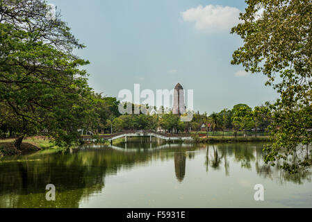 See und buddhistische Tempel, Wat Phra Ram, Tha Wa Su Kri, Ayutthaya, Thailand Stockfoto