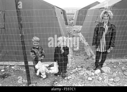 Krieg in ex-Jugoslawien, Kosovo-Krise, kosovarische Flüchtlinge Camp in Kukes (Albanien), April 1999 Stockfoto