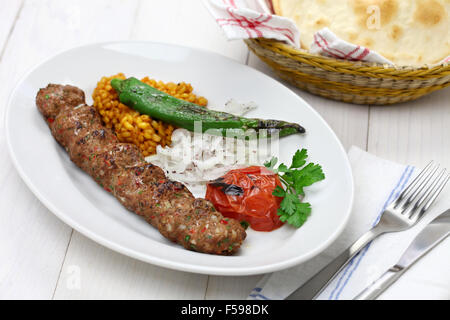 Adana Kebab, Hackfleisch Kebab, türkische Küche Stockfoto