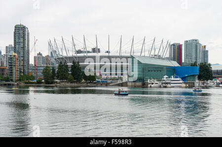 Das BC Place Stadium (1983) an der Nordseite des False Creek, Vancouver BC, Kanada. Stockfoto