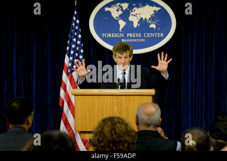 Professor Allan Lichtman der American University, anlässlich uns State Department ausländische Pressecenter zu den Wahlen von 2016 Stockfoto