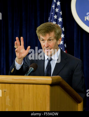 Professor Allan Lichtman der American University, anlässlich uns State Department ausländische Pressecenter zu den Wahlen von 2016 Stockfoto