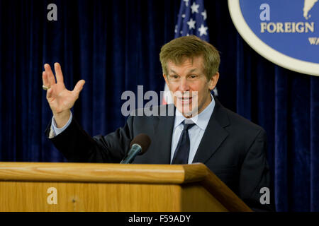 Professor Allan Lichtman der American University, anlässlich uns State Department ausländische Pressecenter zu den Wahlen von 2016 Stockfoto